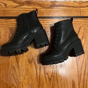 3 inch heeled boots with laces